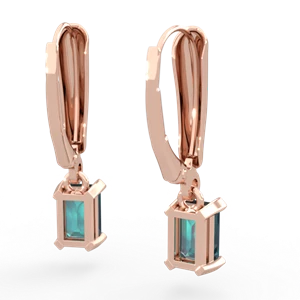 Alexandrite 6X4mm Emerald-Cut Lever Back 14K Rose Gold earrings E2855