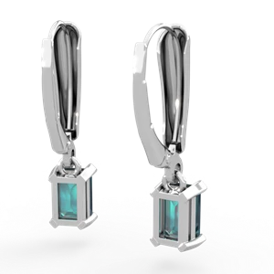 Alexandrite 6X4mm Emerald-Cut Lever Back 14K White Gold earrings E2855
