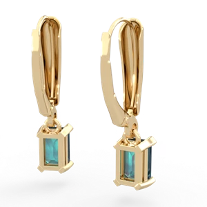 Alexandrite 6X4mm Emerald-Cut Lever Back 14K Yellow Gold earrings E2855