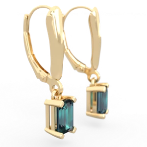 Alexandrite 6X4mm Emerald-Cut Lever Back 14K Yellow Gold earrings E2855