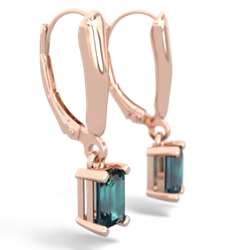 Alexandrite 6X4mm Emerald-Cut Lever Back 14K Rose Gold earrings E2855