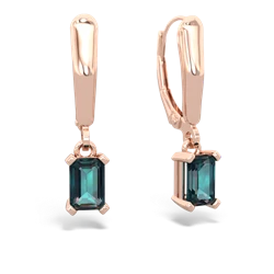 Alexandrite 6X4mm Emerald-Cut Lever Back 14K Rose Gold earrings E2855