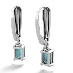 Alexandrite 6X4mm Emerald-Cut Lever Back 14K White Gold earrings E2855