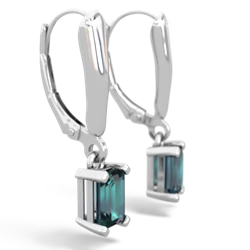 Alexandrite 6X4mm Emerald-Cut Lever Back 14K White Gold earrings E2855