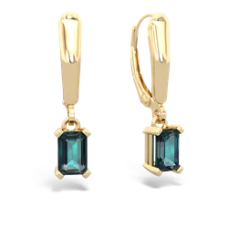 Alexandrite 6X4mm Emerald-Cut Lever Back 14K Yellow Gold earrings E2855