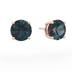 Alexandrite 8Mm Round Stud 14K Rose Gold earrings E1788
