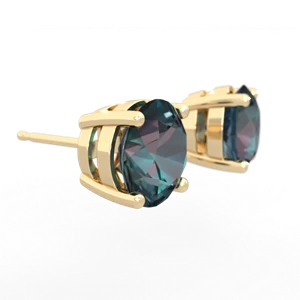 Alexandrite 8Mm Round Stud 14K Yellow Gold earrings E1788