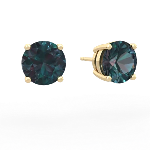 Alexandrite 8Mm Round Stud 14K Yellow Gold earrings E1788