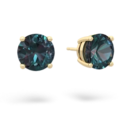 Alexandrite 8Mm Round Stud 14K Yellow Gold earrings E1788