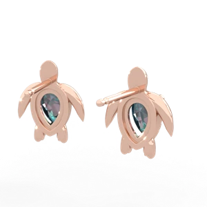 Alexandrite Baby Sea Turtle 14K Rose Gold earrings E5241