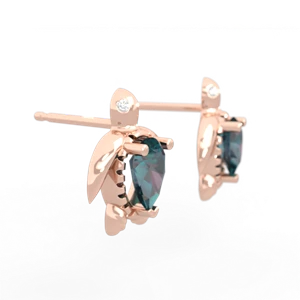 Alexandrite Baby Sea Turtle 14K Rose Gold earrings E5241