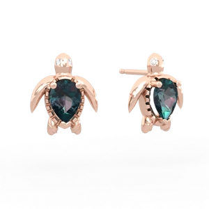 Alexandrite Baby Sea Turtle 14K Rose Gold earrings E5241