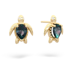 Alexandrite Baby Sea Turtle 14K Yellow Gold earrings E5241