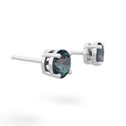 Alexandrite 5Mm Round Stud 14K White Gold earrings E1785