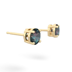 Alexandrite 5Mm Round Stud 14K Yellow Gold earrings E1785