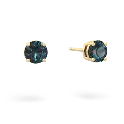 Alexandrite 5Mm Round Stud 14K Yellow Gold earrings E1785