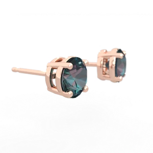 Alexandrite 6Mm Round Stud 14K Rose Gold earrings E1786