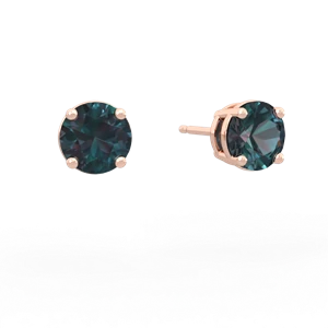 Alexandrite 6Mm Round Stud 14K Rose Gold earrings E1786