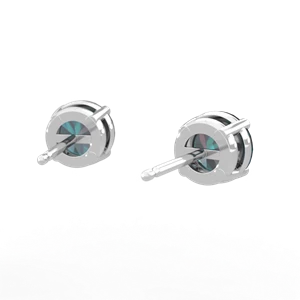 Alexandrite 6Mm Round Stud 14K White Gold earrings E1786