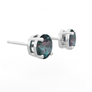Alexandrite 6Mm Round Stud 14K White Gold earrings E1786
