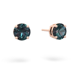 Alexandrite 6Mm Round Stud 14K Rose Gold earrings E1786