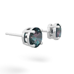 Alexandrite 6Mm Round Stud 14K White Gold earrings E1786