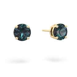 Alexandrite 6Mm Round Stud 14K Yellow Gold earrings E1786