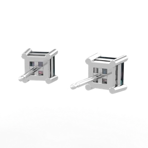 Alexandrite 5Mm Princess Cut Stud 14K White Gold earrings E1789