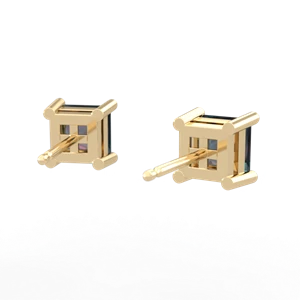 Alexandrite 5Mm Princess Cut Stud 14K Yellow Gold earrings E1789