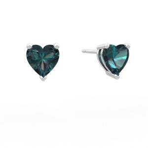 Alexandrite 6Mm Heart Stud 14K White Gold earrings E1862