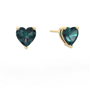 Alexandrite 6Mm Heart Stud 14K Yellow Gold earrings E1862