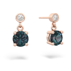 Alexandrite Diamond Drop 6Mm Round 14K Rose Gold earrings E1986