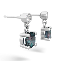 Alexandrite Diamond Drop 6Mm Round 14K White Gold earrings E1986