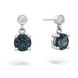 Alexandrite Diamond Drop 6Mm Round 14K White Gold earrings E1986