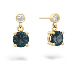 Alexandrite Diamond Drop 6Mm Round 14K Yellow Gold earrings E1986