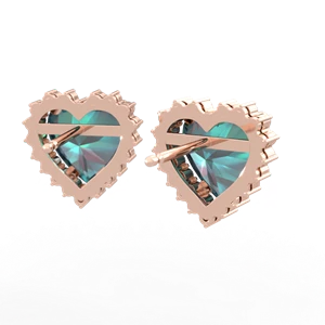 Alexandrite Sparkling Halo Heart 14K Rose Gold earrings E0391