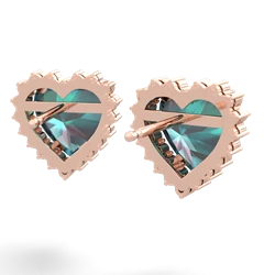 Alexandrite Sparkling Halo Heart 14K Rose Gold earrings E0391