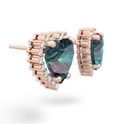 Alexandrite Sparkling Halo Heart 14K Rose Gold earrings E0391