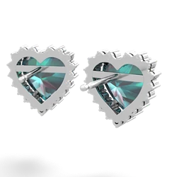 Alexandrite Sparkling Halo Heart 14K White Gold earrings E0391