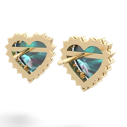 Alexandrite Sparkling Halo Heart 14K Yellow Gold earrings E0391