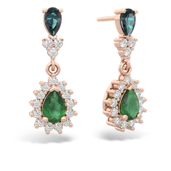 Alexandrite Halo Pear Dangle 14K Rose Gold earrings E1882