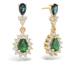 Alexandrite Halo Pear Dangle 14K Yellow Gold earrings E1882