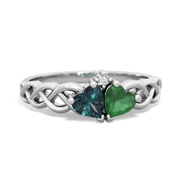 Alexandrite Heart To Heart Braid 14K White Gold ring R5870