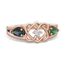 Alexandrite Hearts Intertwined 14K Rose Gold ring R5880