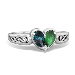 Alexandrite Filligree 'One Heart' 14K White Gold ring R5070