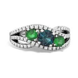 Alexandrite Three Stone Aurora 14K White Gold ring R3080