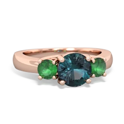 Alexandrite Three Stone Round Trellis 14K Rose Gold ring R4018