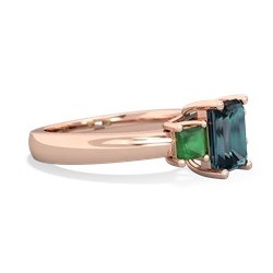 Alexandrite Three Stone Emerald-Cut Trellis 14K Rose Gold ring R4021