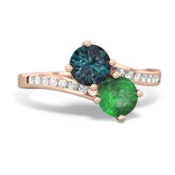 Alexandrite Channel Set Two Stone 14K Rose Gold ring R5303