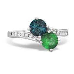 Alexandrite Channel Set Two Stone 14K White Gold ring R5303